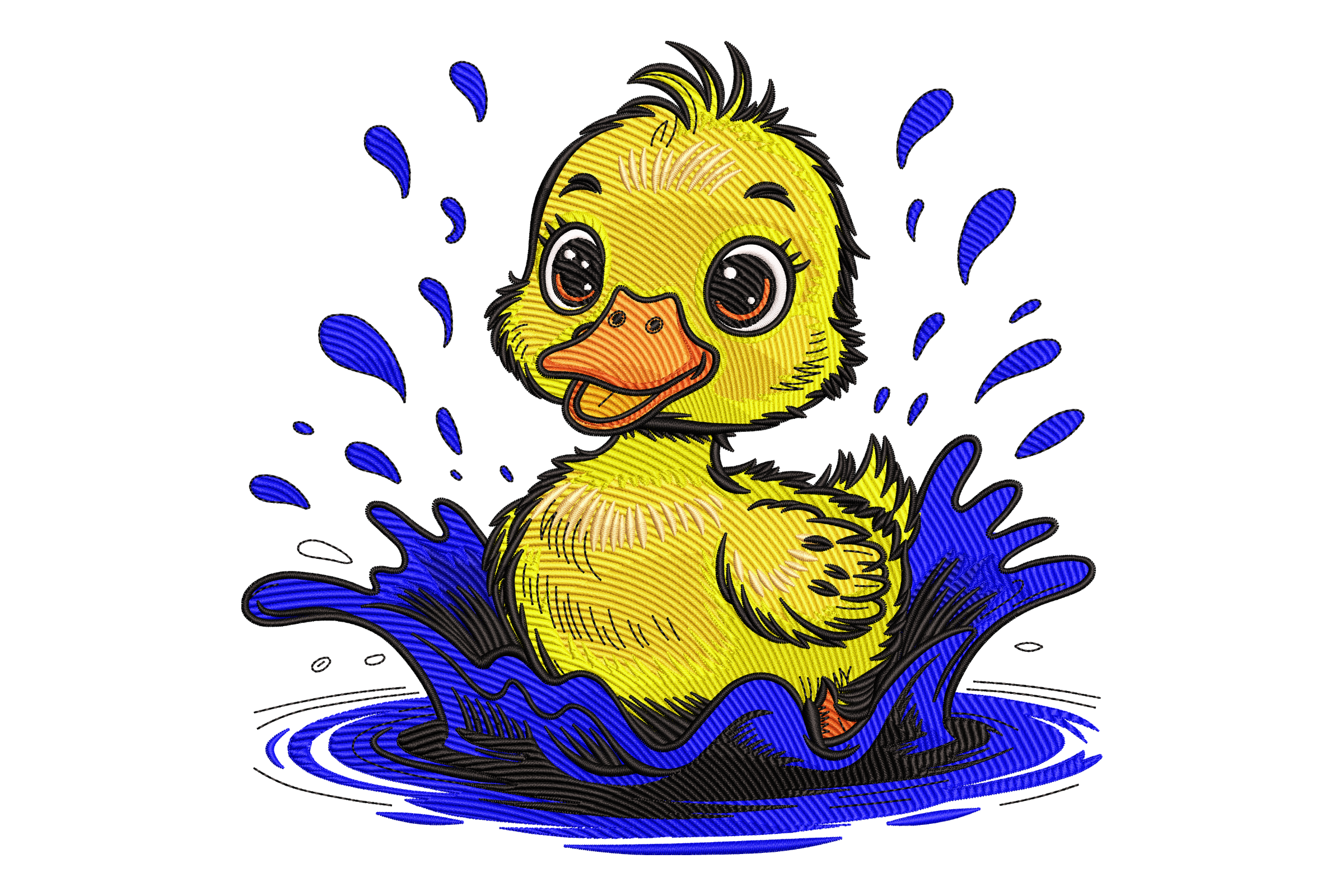 Cute Duckling Water Splash Machine Embroidery Design