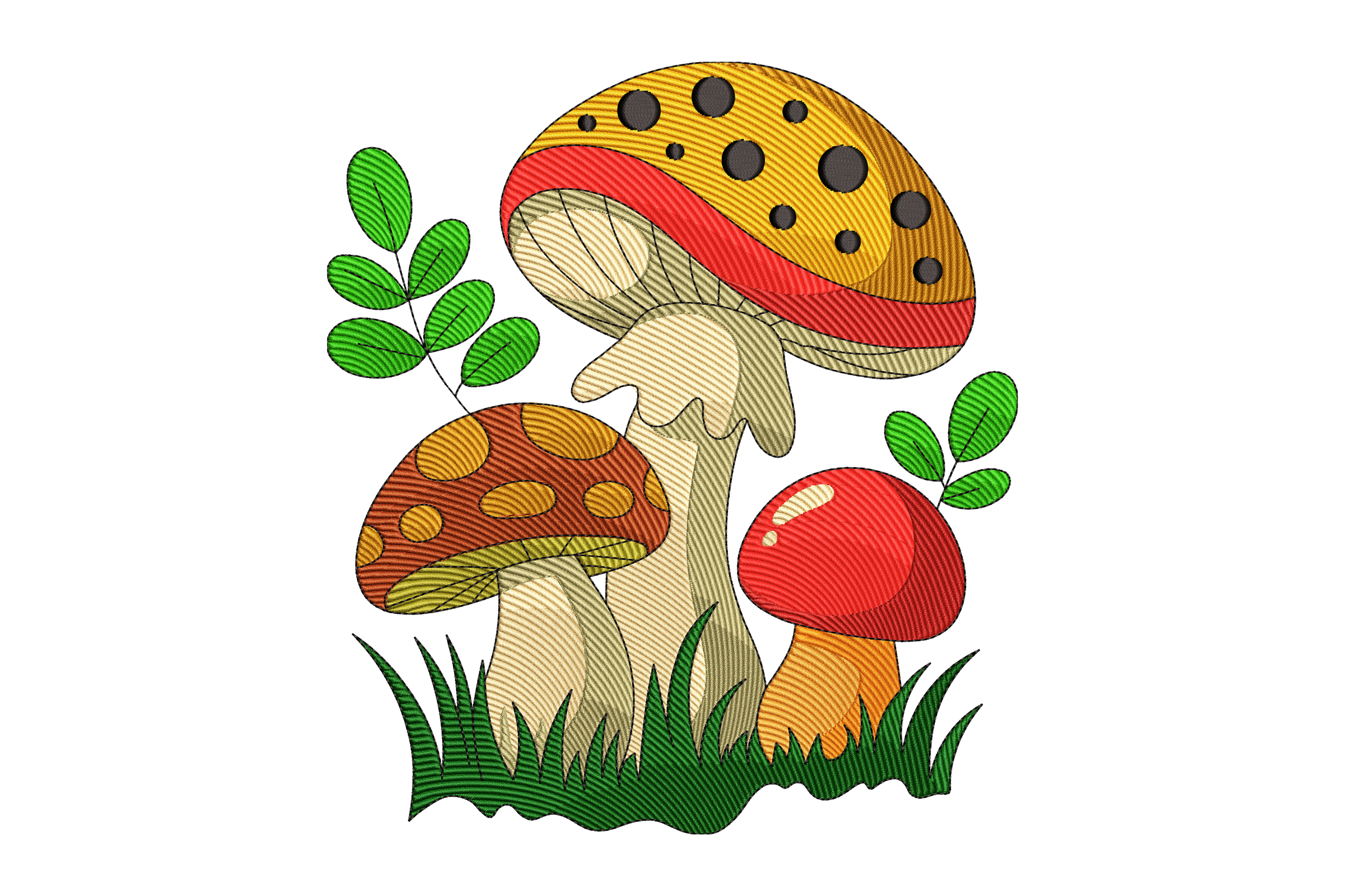 Woodland Mushroom Cluster Machine Embroidery Design