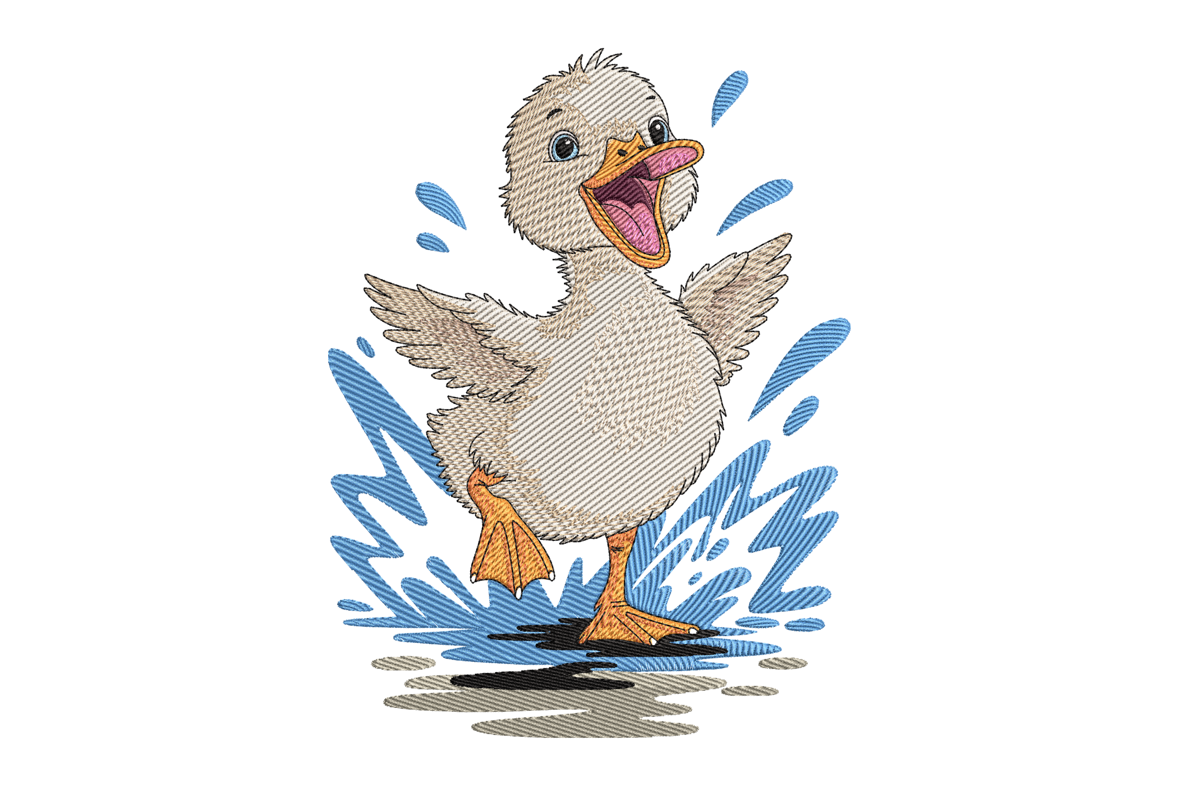 Happy Duckling Splash Machine Embroidery Design