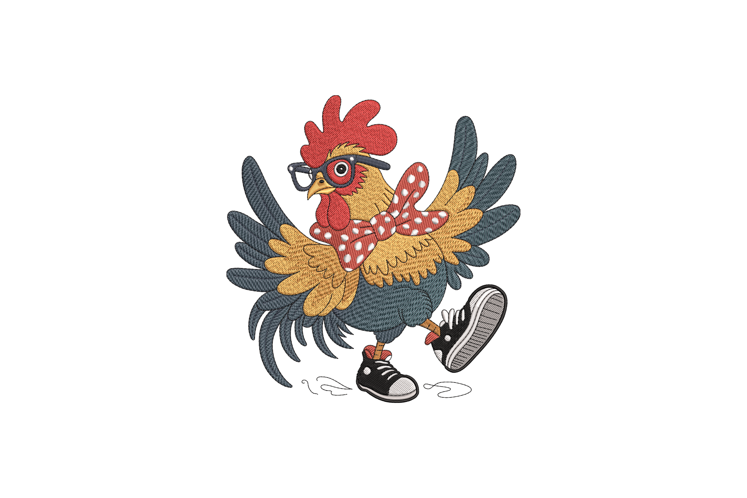 Dancing Rooster Farm Machine Embroidery Design