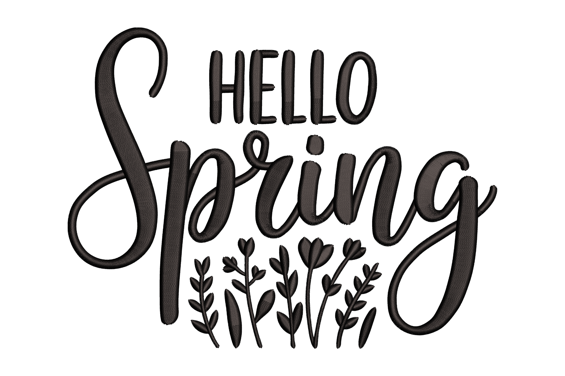 Hello Spring Floral Quote Machine Embroidery Design