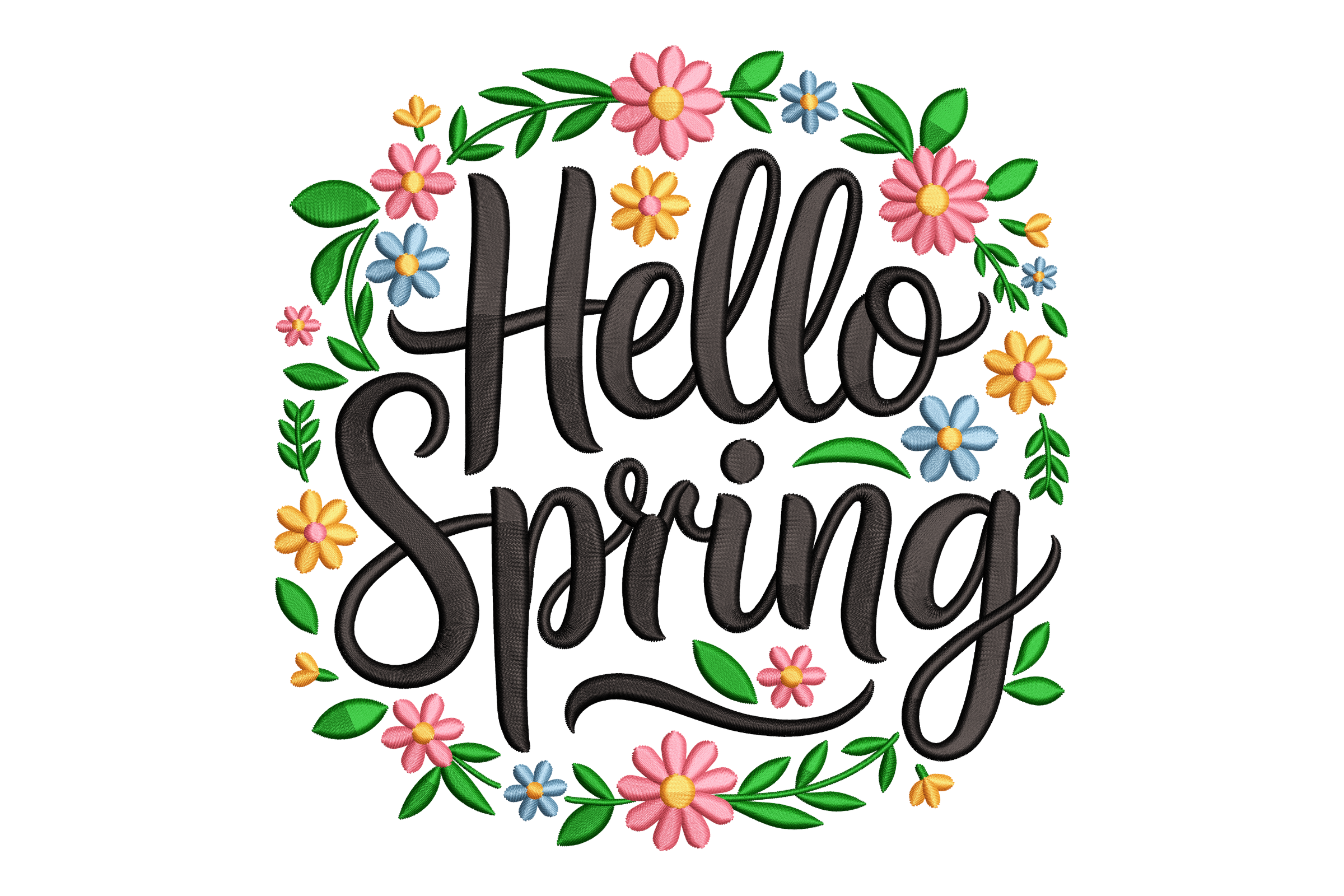 Spring Letter Floral Wreath Machine Embroidery Design