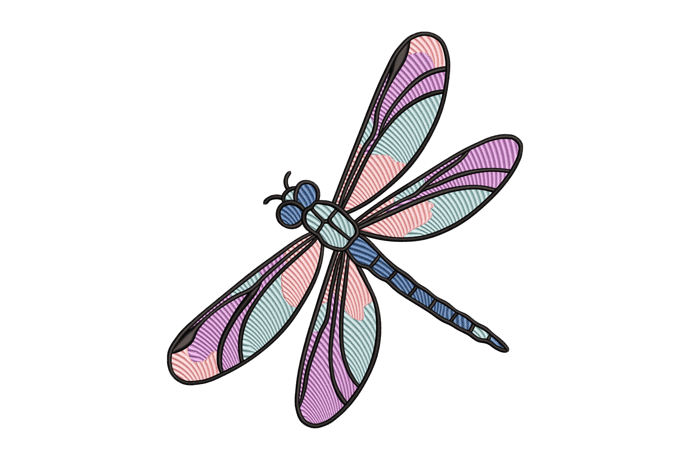 Pastel Stained Glass Dragonfly Machine Embroidery Design