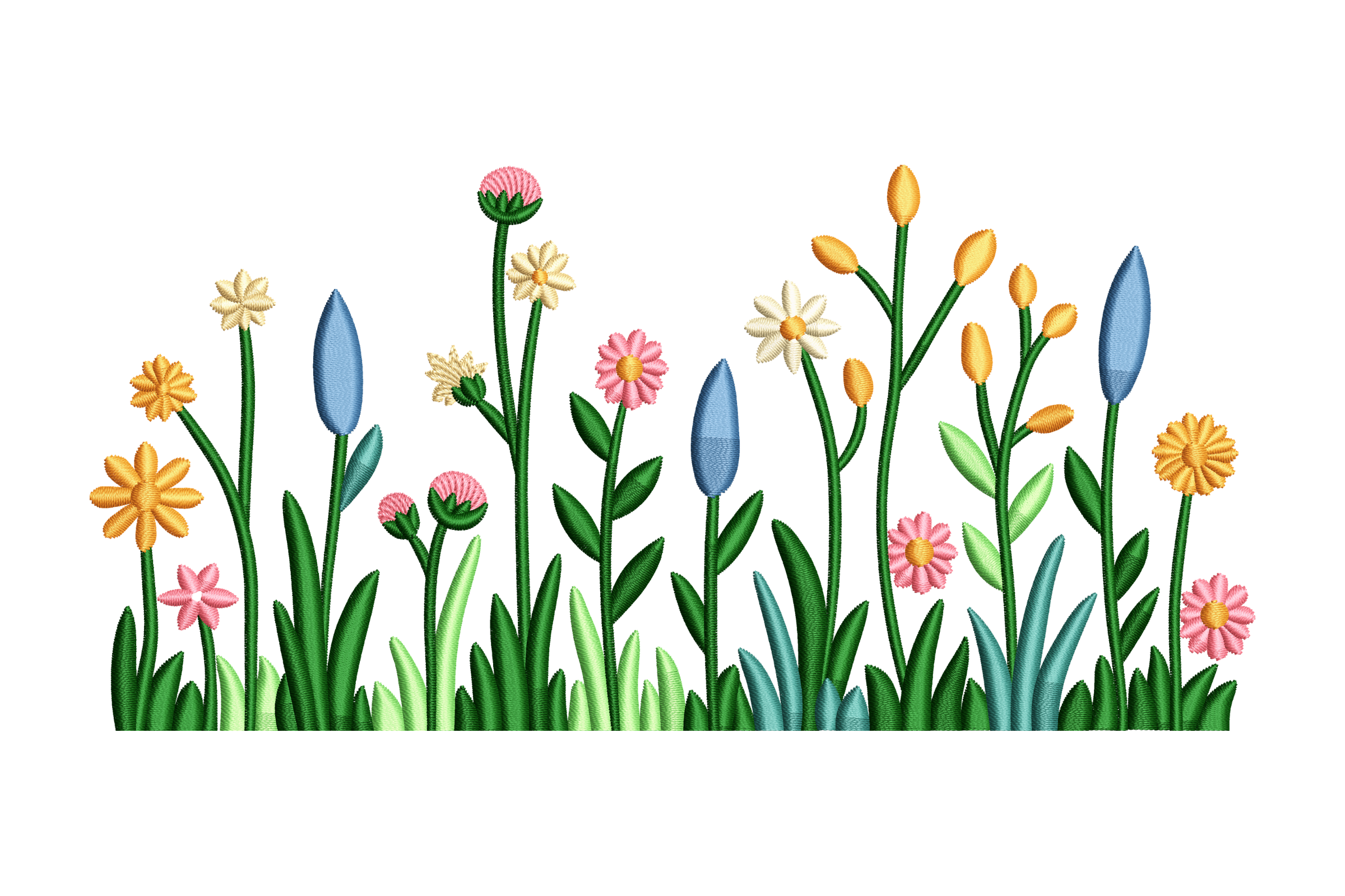 Colorful Wildflower Botanical Meadow Machine Embroidery Design