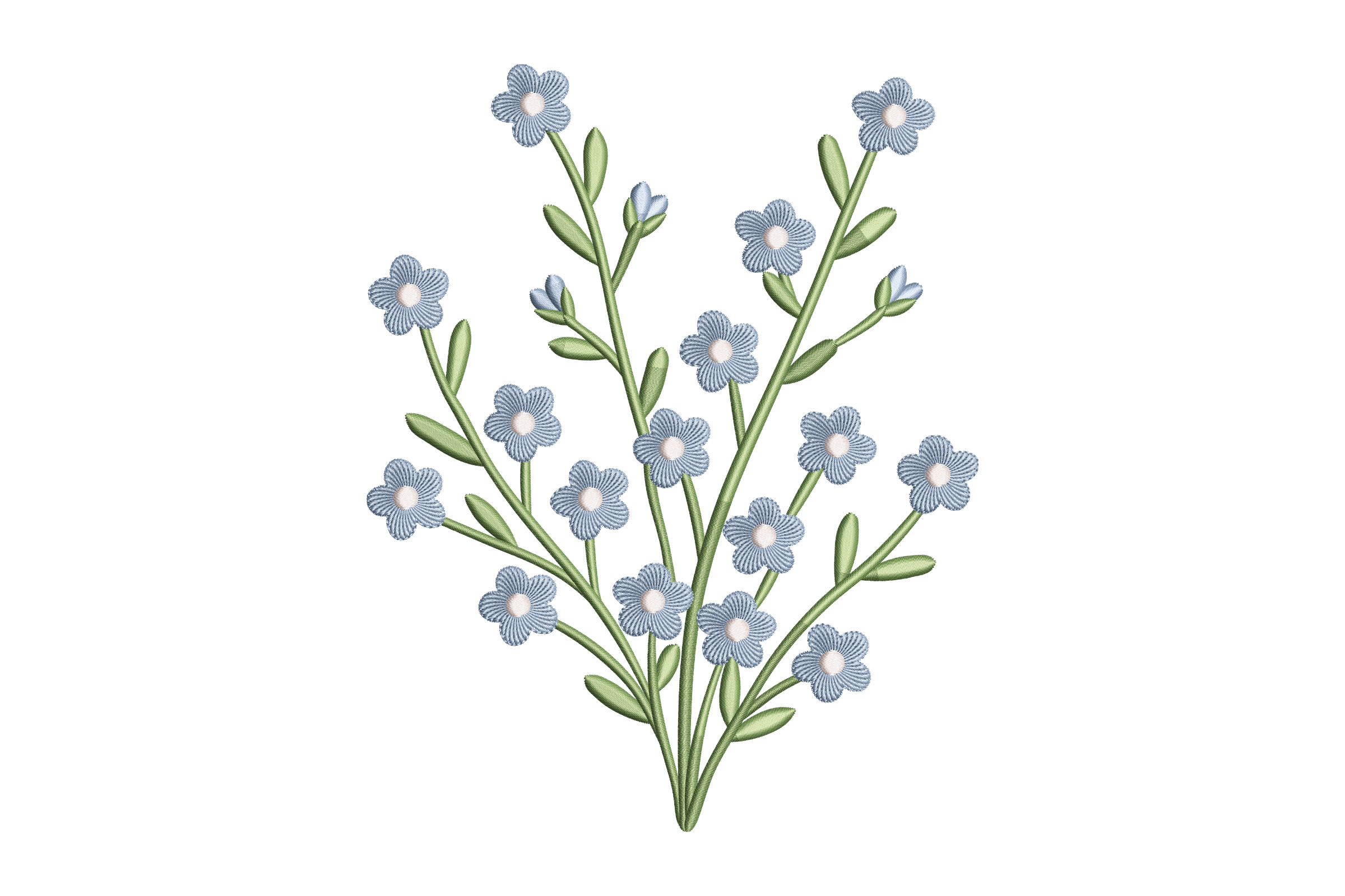 Blue Forget-Me-Not Flower Spray Machine Embroidery Design