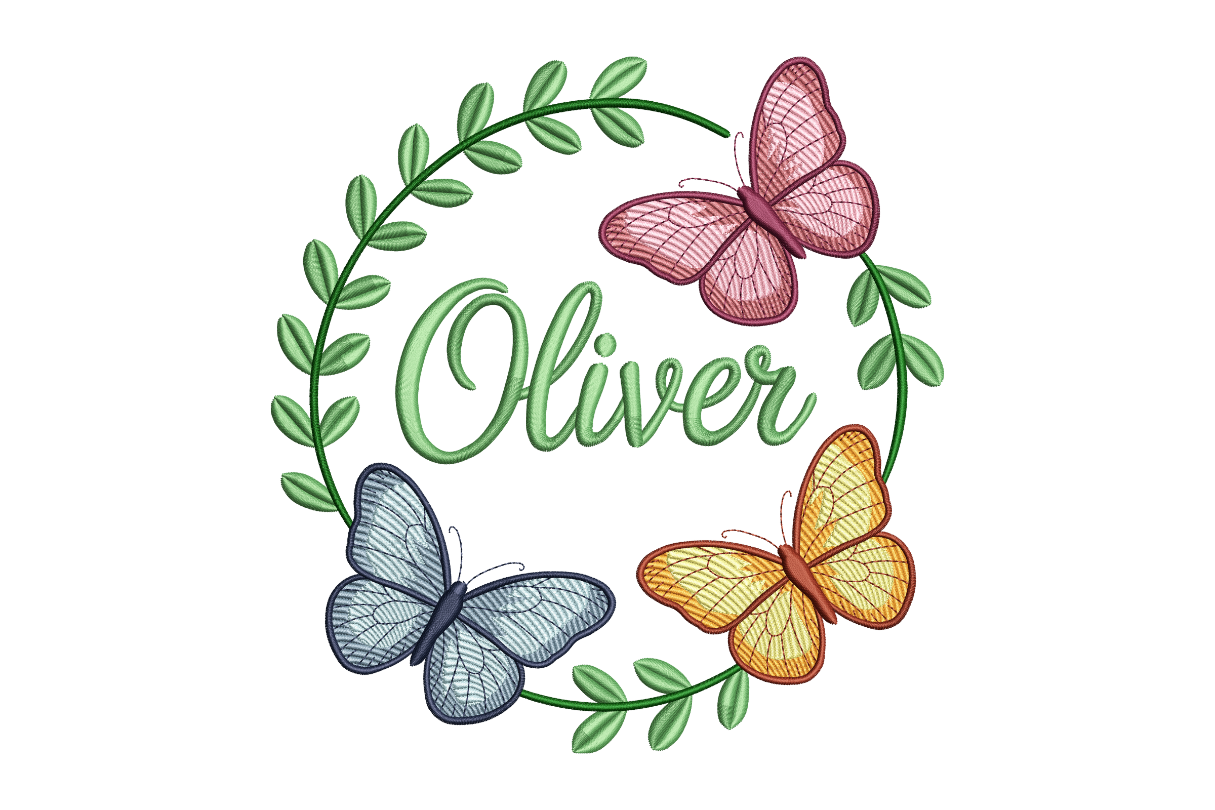 Oliver Butterfly Leaf Wreath Machine Embroidery Design