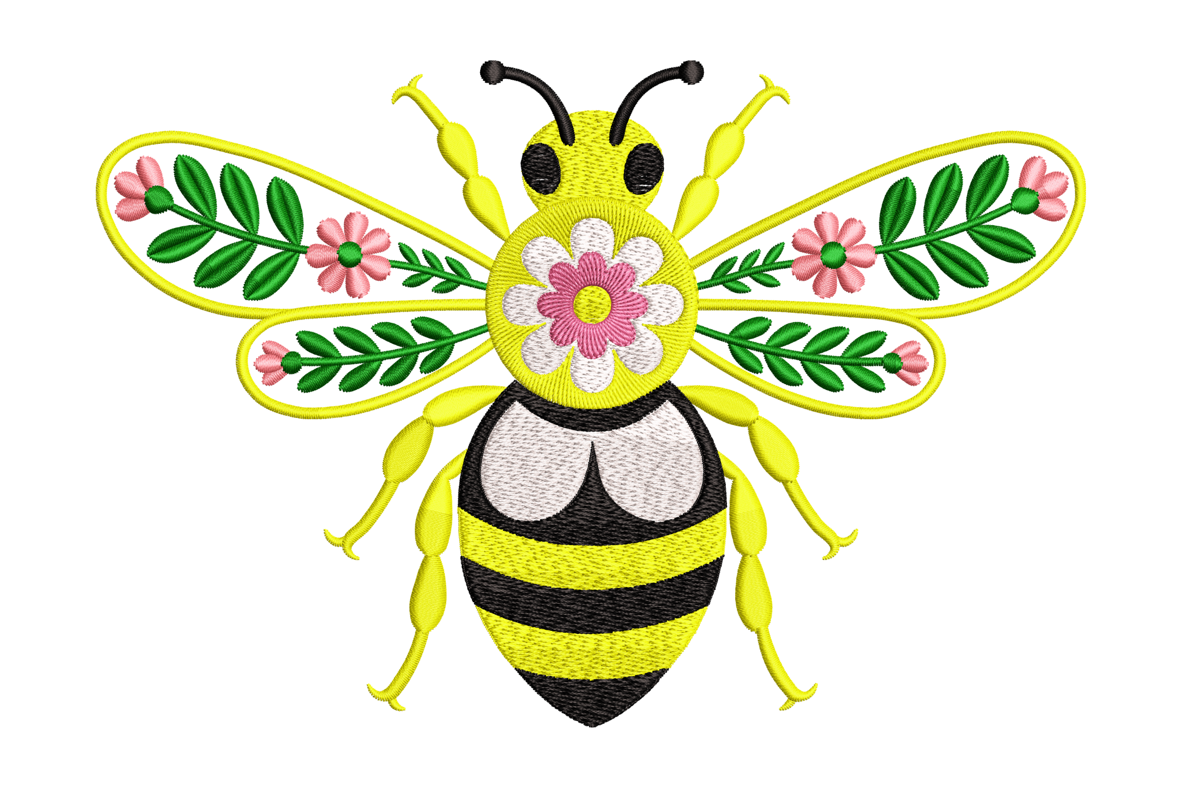 Floral Wing Bumblebee Machine Embroidery Design