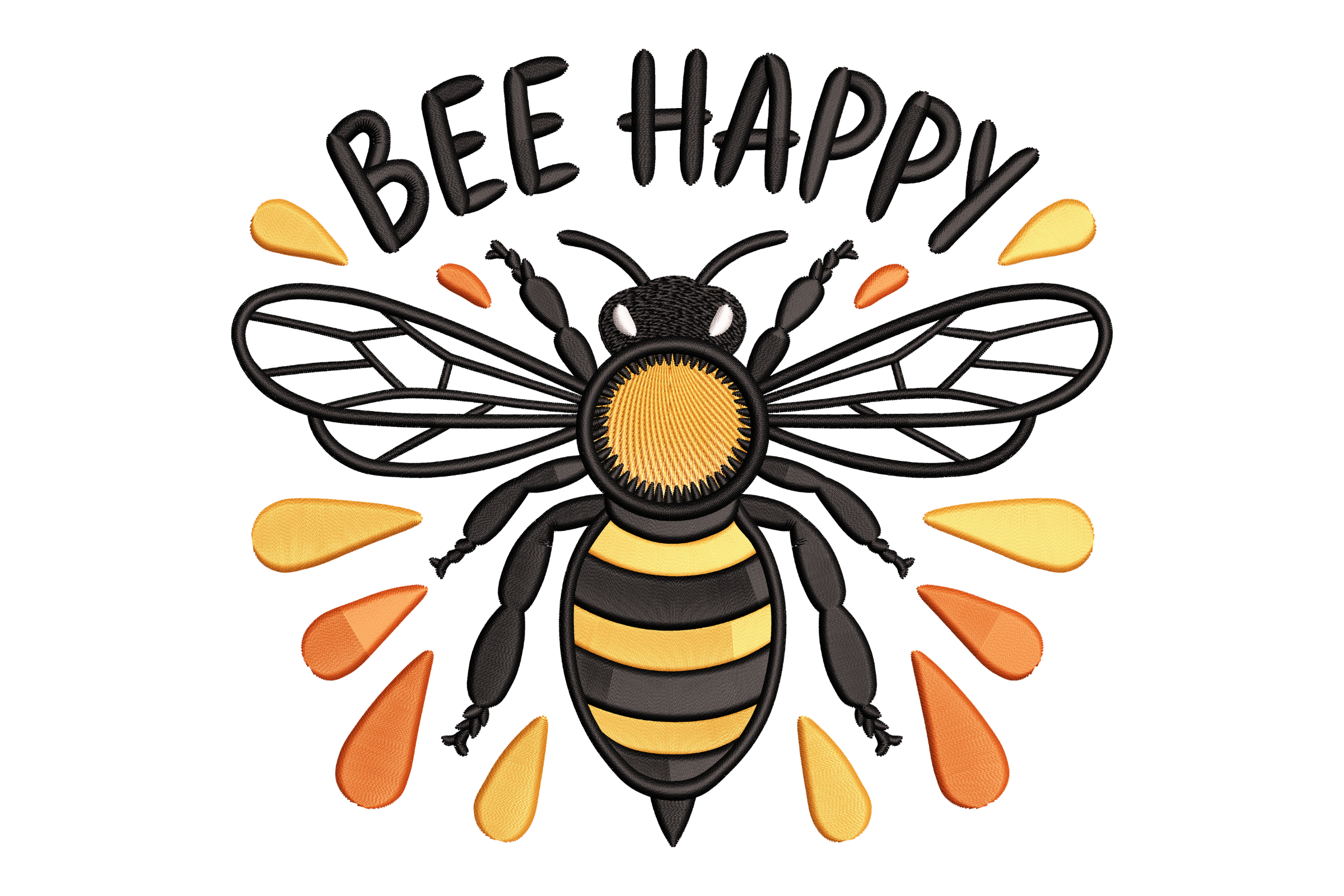 Bee Happy Honeybee Machine Embroidery Design