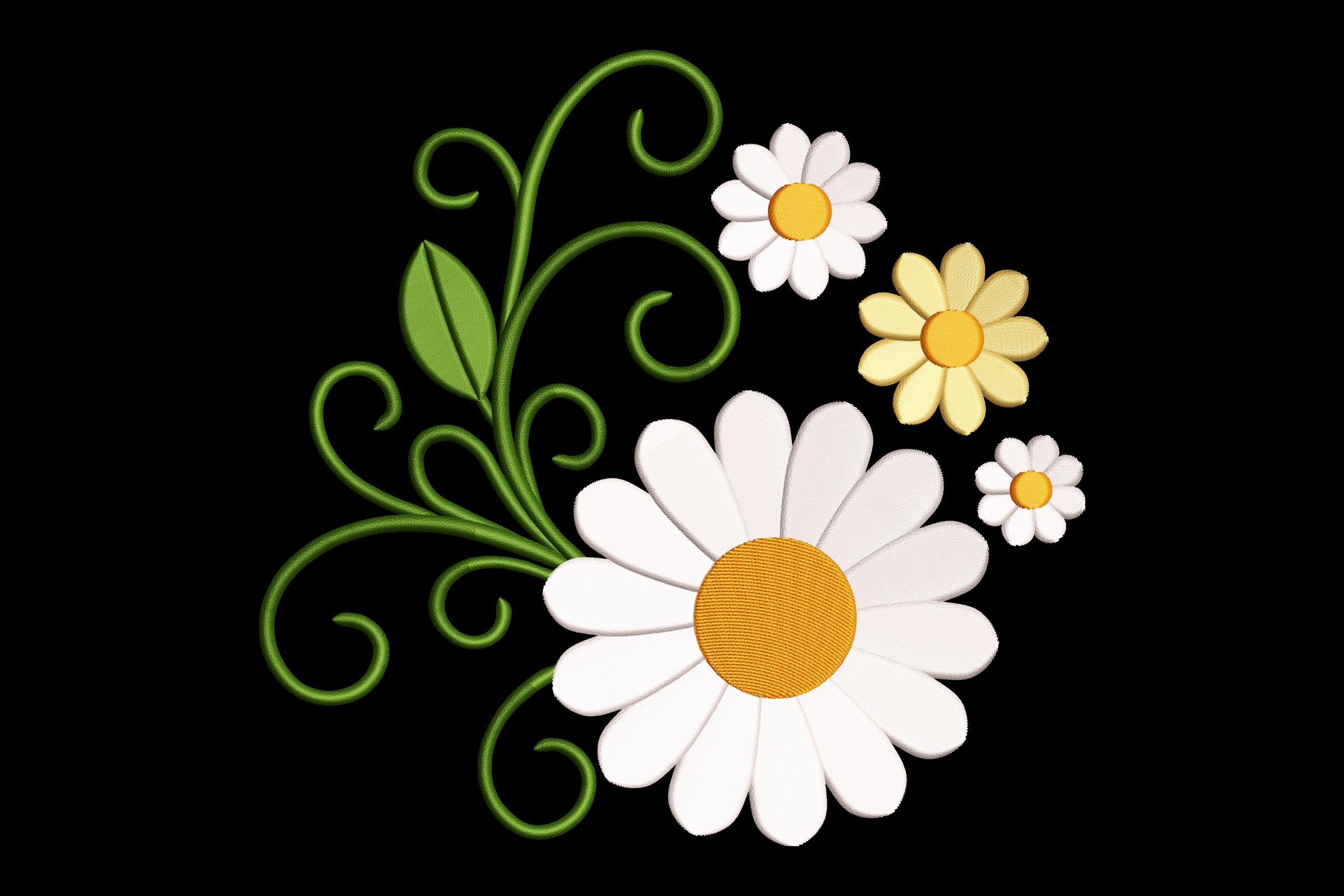 Daisy Floral Swirl Botanical Machine Embroidery Design
