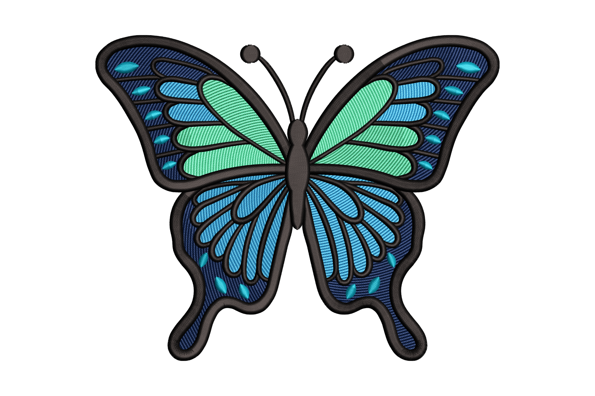 Blue Mint Ornamental Butterfly Machine Embroidery Design