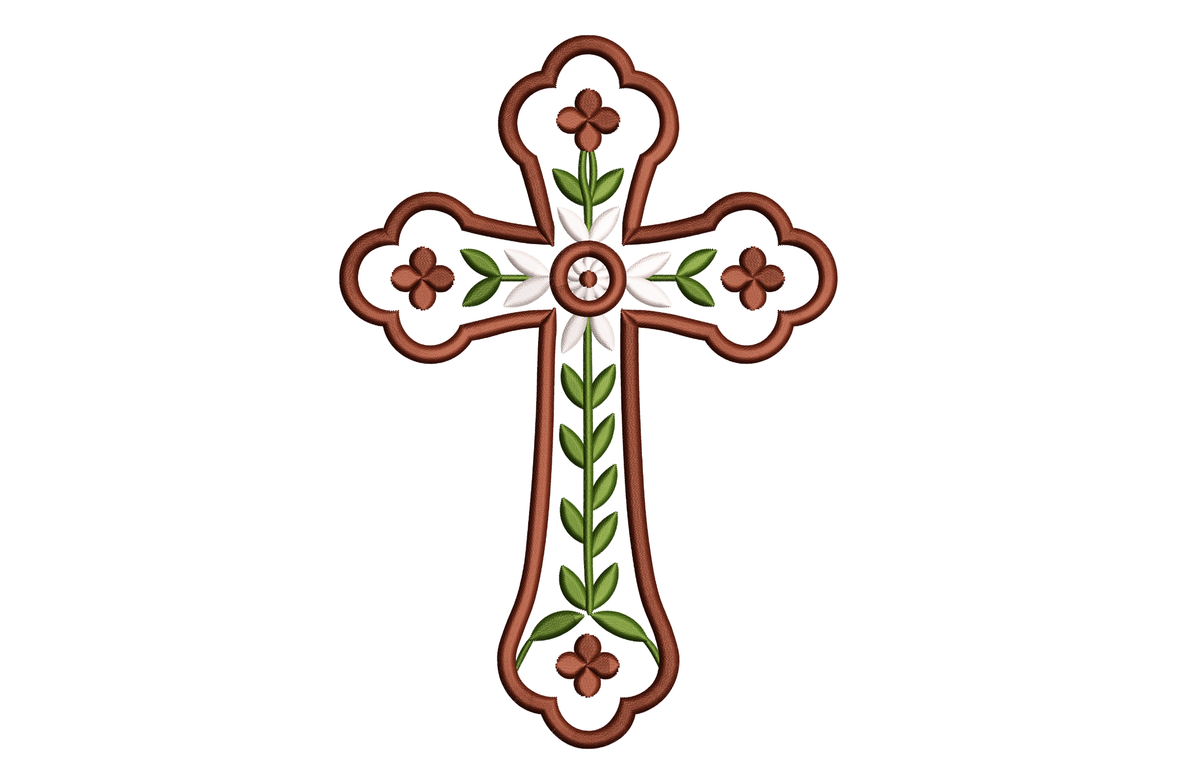 Floral Christian Cross Flowers Machine Embroidery Design