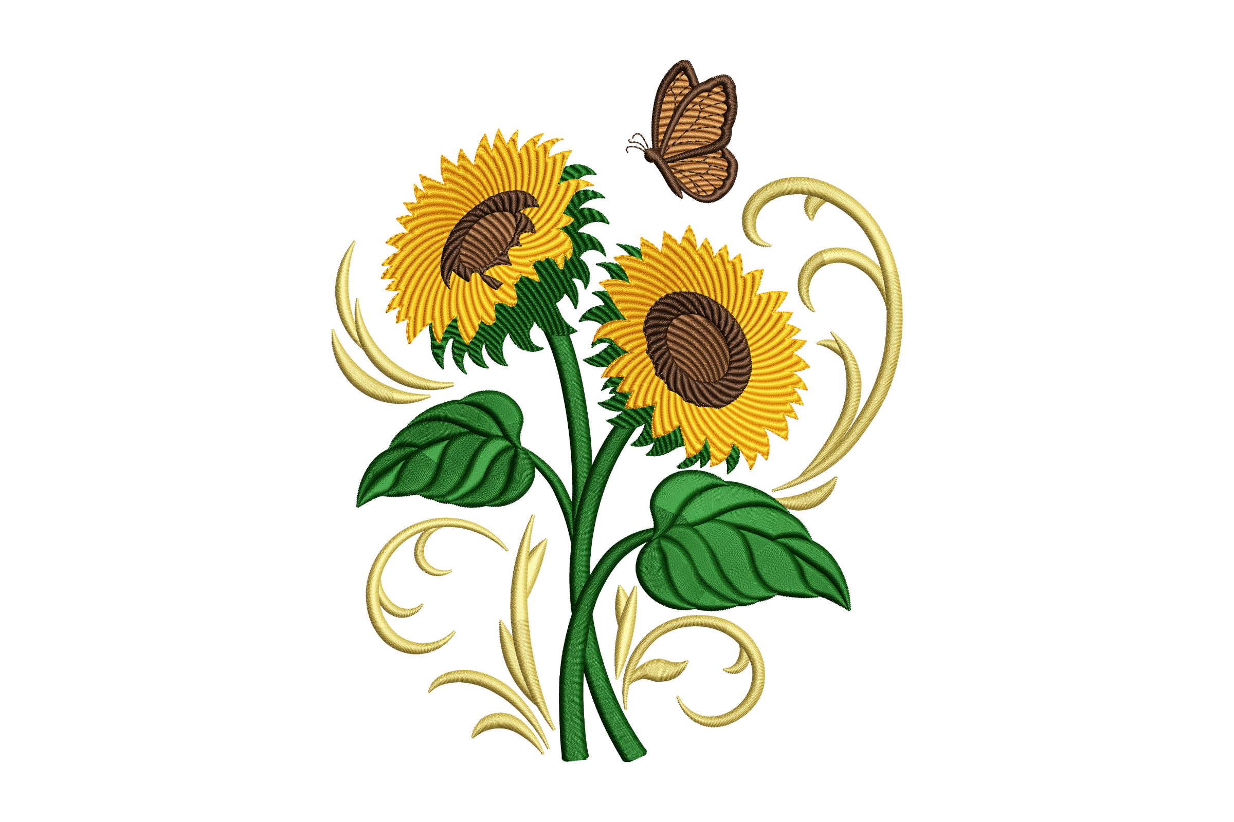 Sunflower Bouquet Butterfly Machine Embroidery Design