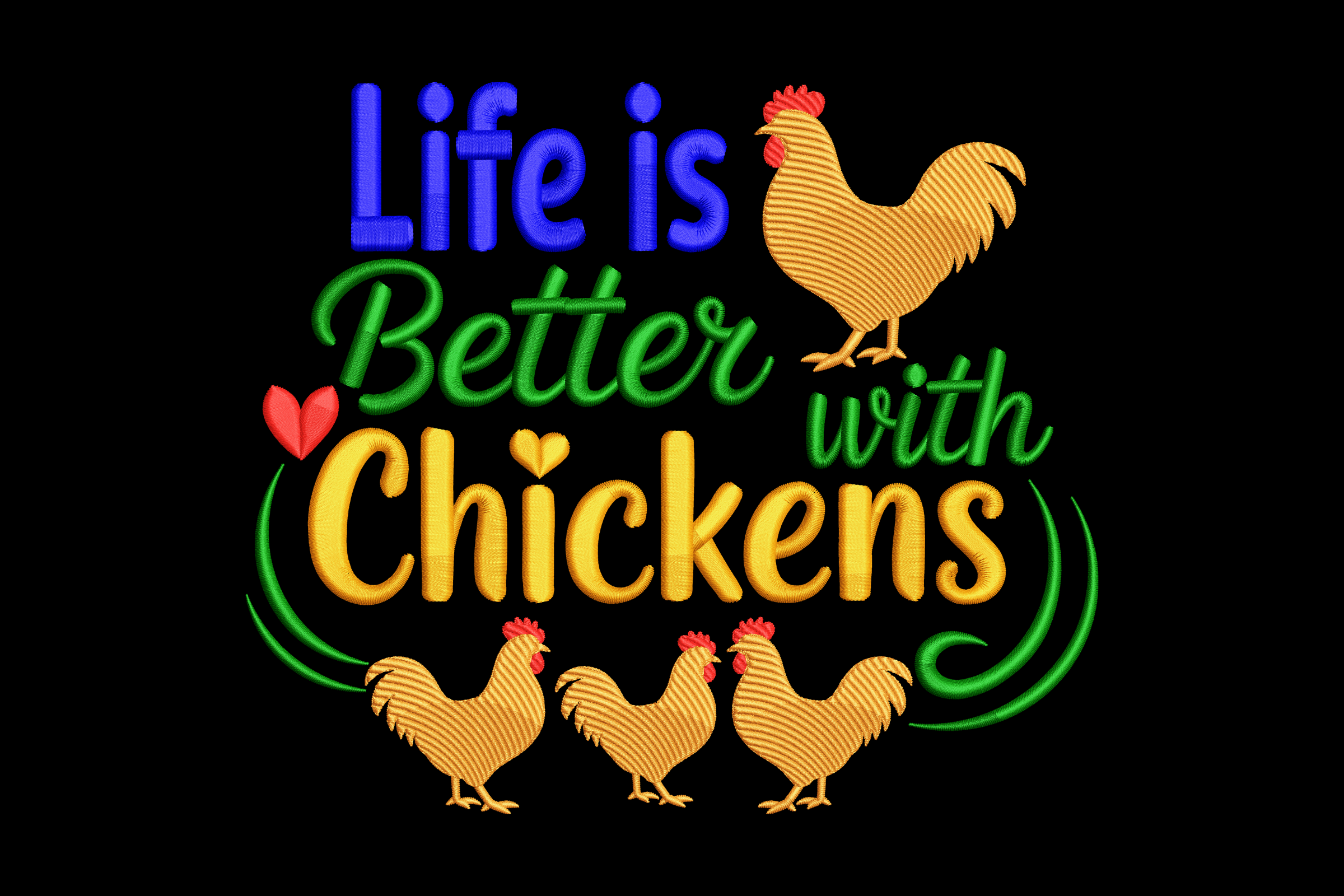 Life Is Better Chickens Quote Machine Embroidery Design