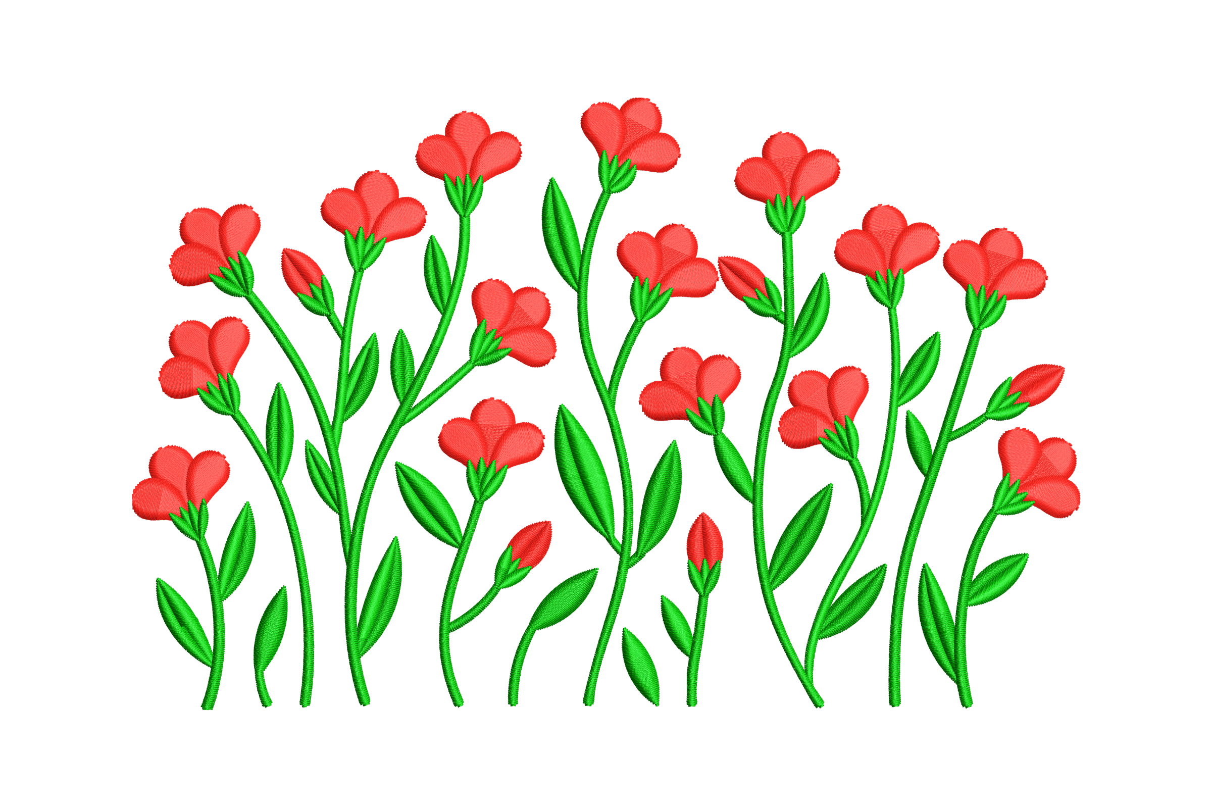 Red Wildflower Meadow Machine Embroidery Design