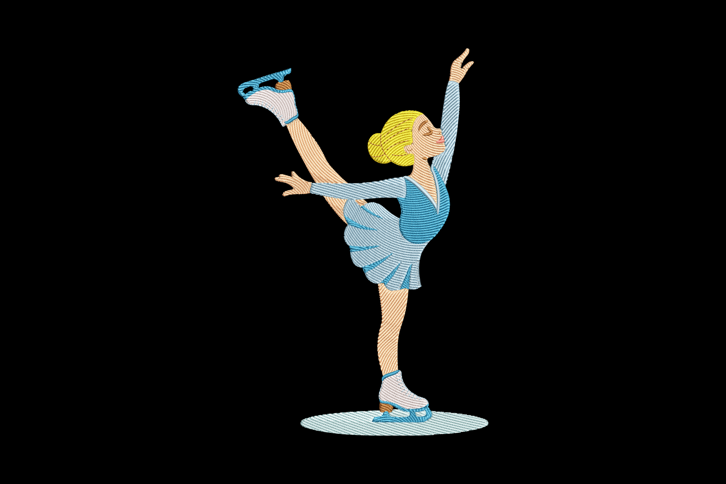 Ice Skater Biellmann Spin Machine Embroidery Design