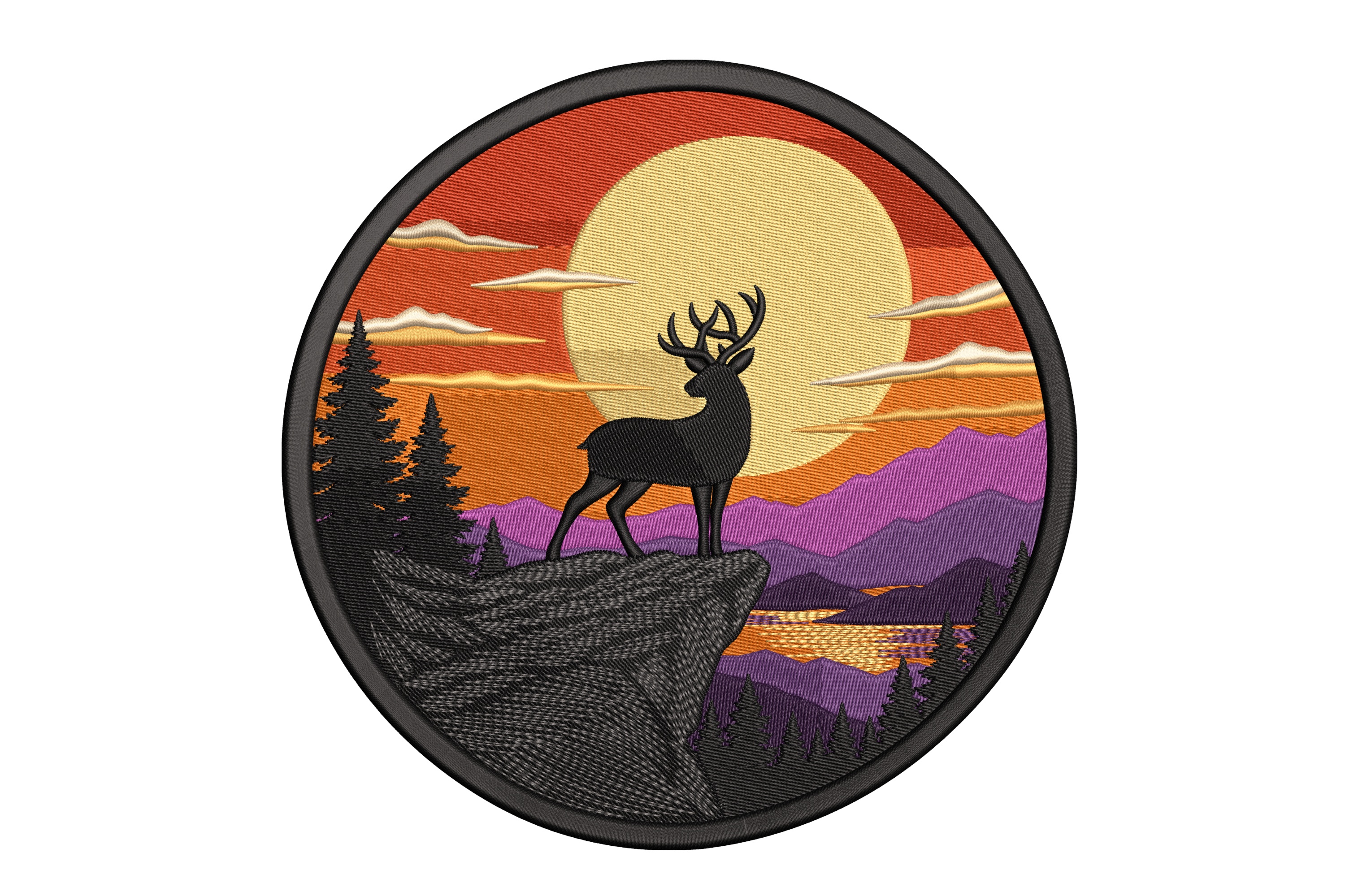 Deer on Cliff at Sunset Embroidery Design | Embroidize | Embroidize