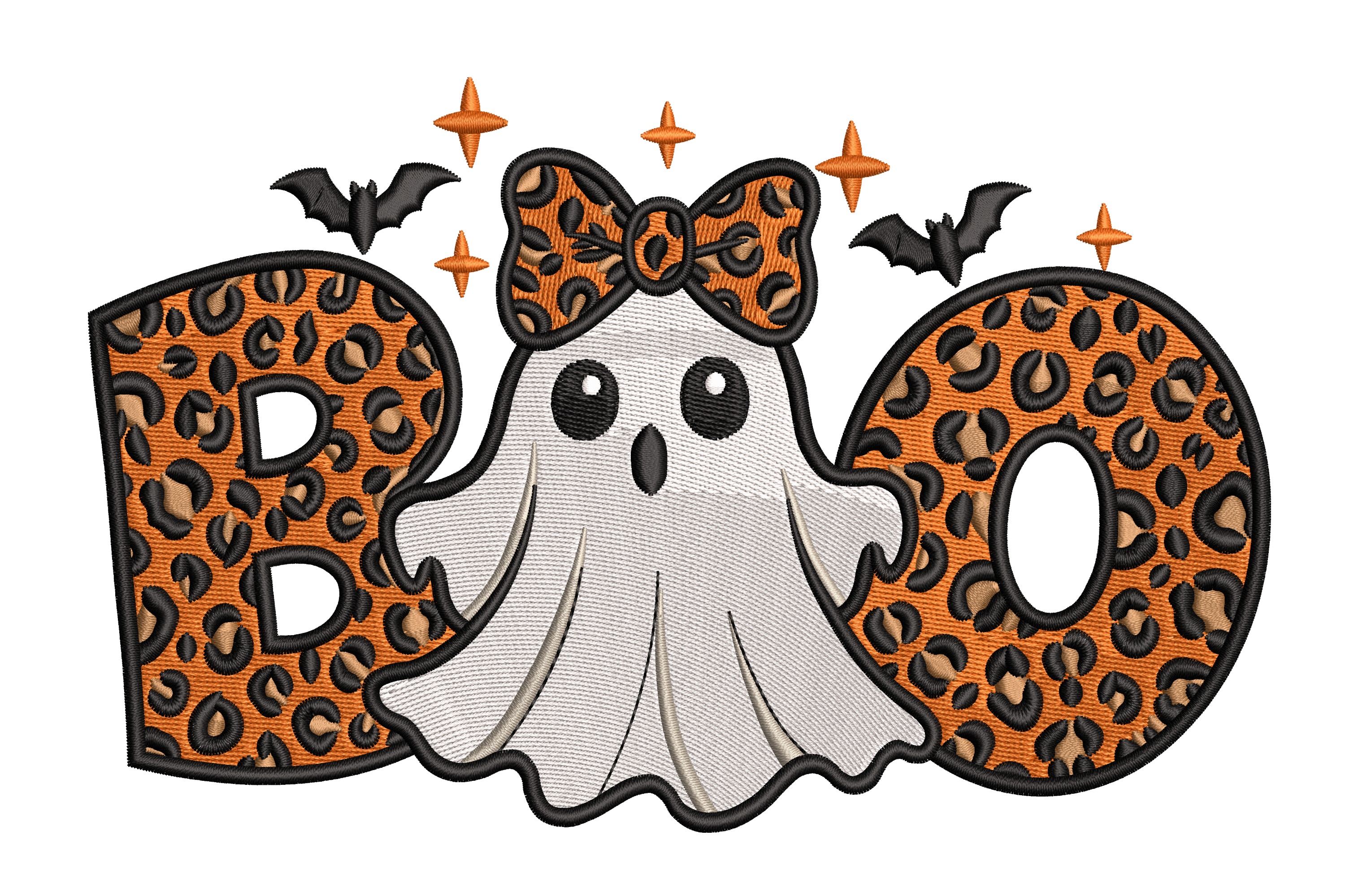 Leopard Print Boo Ghost Embroidery Design | Embroidize | Embroidize
