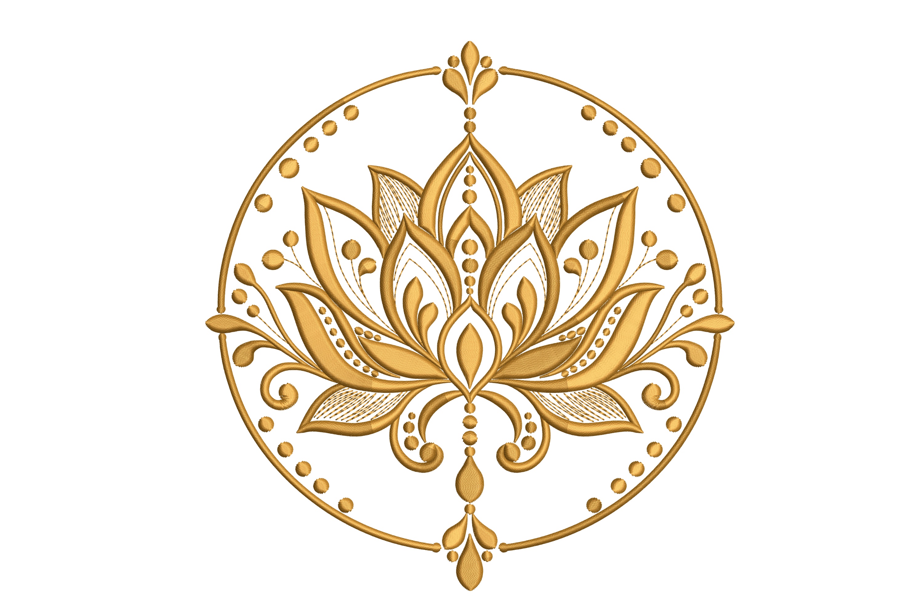 Golden Lotus Mandala Circle Machine Embroidery Design | Embroidize